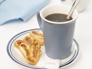 with coffee...Raspberry and coconut palmiers