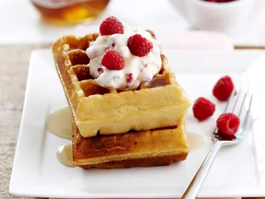 Almond and custard waffles