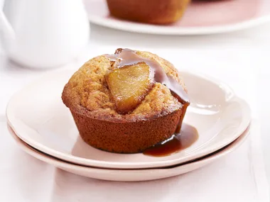 Almond muffins with caramelised pear