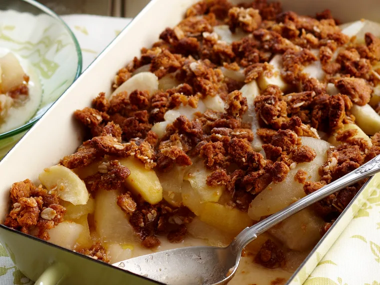 Apple, pear and anzac biscuit crumble