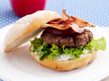 Bacon burger with herb mayonnaise