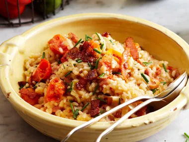 Bacon, leek and tomato risotto