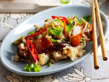 Baked Asian and duck risotto