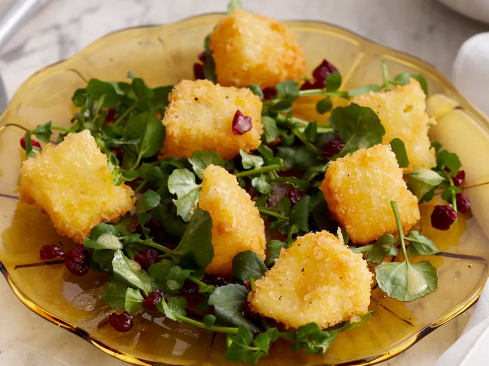 Camembert with craisin and watercress salad