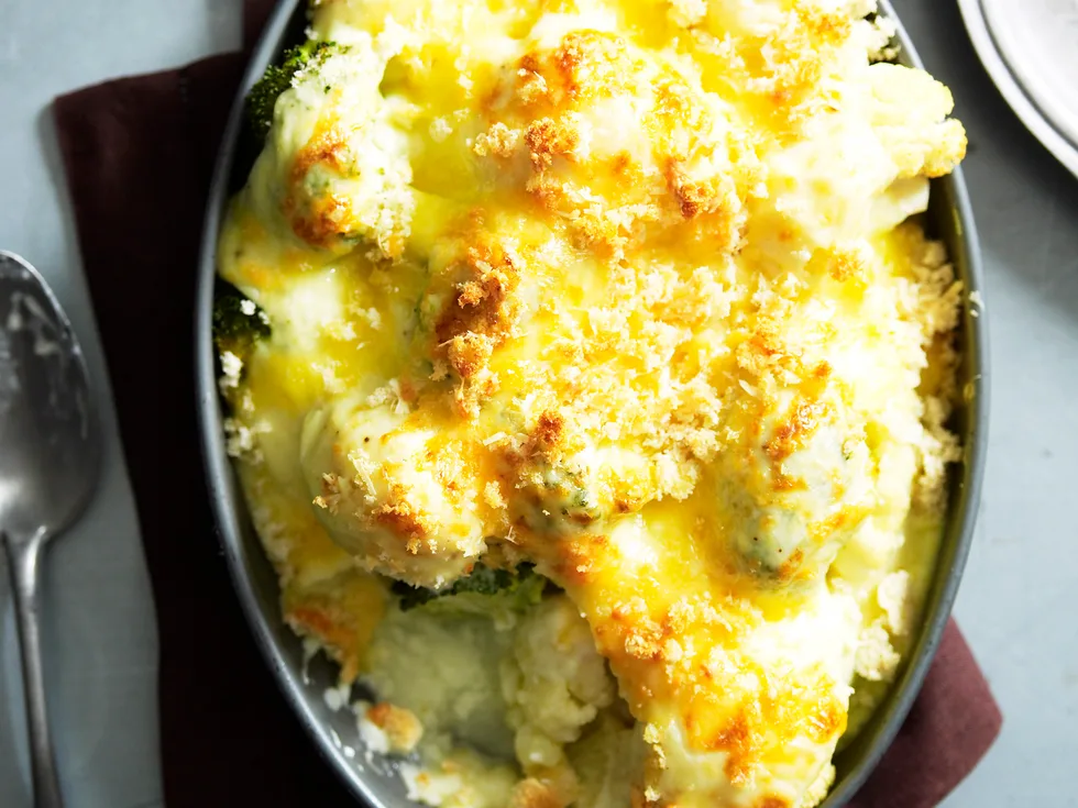 Cauliflower and broccoli au gratin
