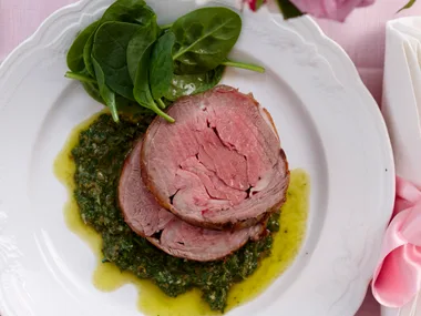 Char-grilled lamb with salsa verde