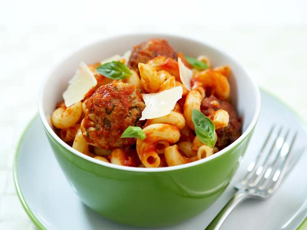 Chicken meatballs with pasta