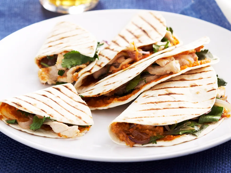 Chicken satay tortillas