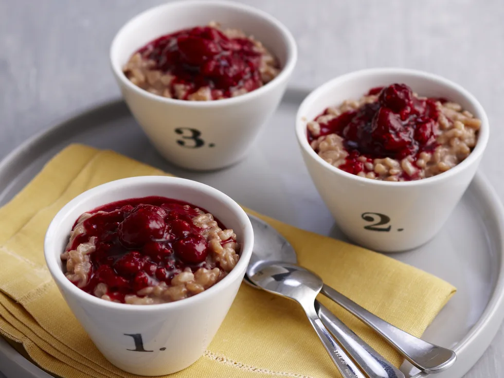 Chocolate and berry dessert risotto