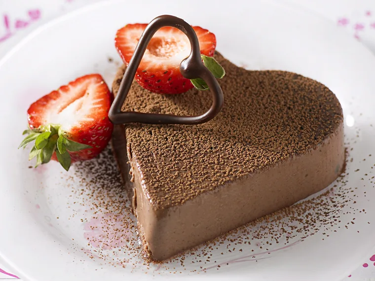 Chocolate heart panna cotta