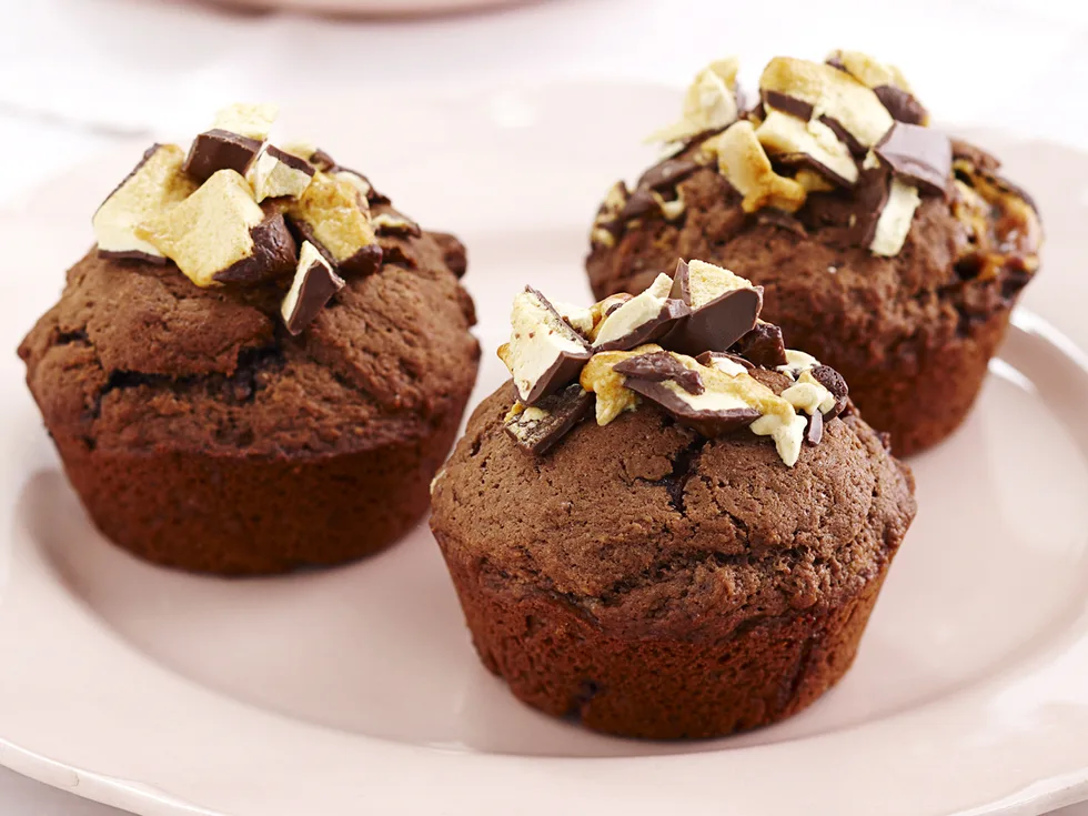 Chocolate honeycomb muffins