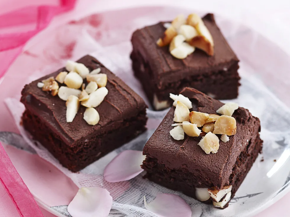 Chocolate macadamia fudge slice