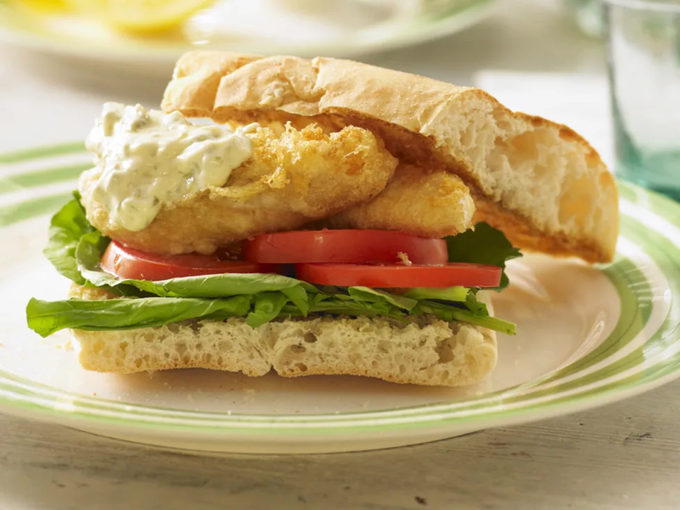 Classic beer battered fish burger