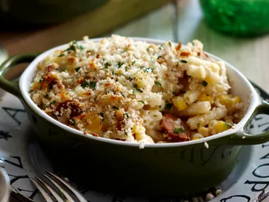 Corn and sausage macaroni bake