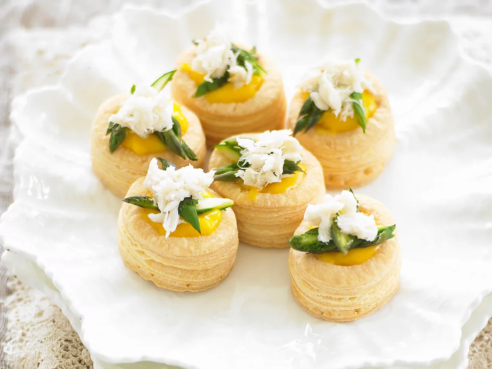 Crab, asparagus and hollandaise vol-au-vents