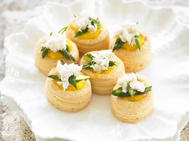 Crab, asparagus and hollandaise vol-au-vents