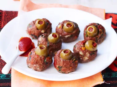 Creepy eyeball meatballs