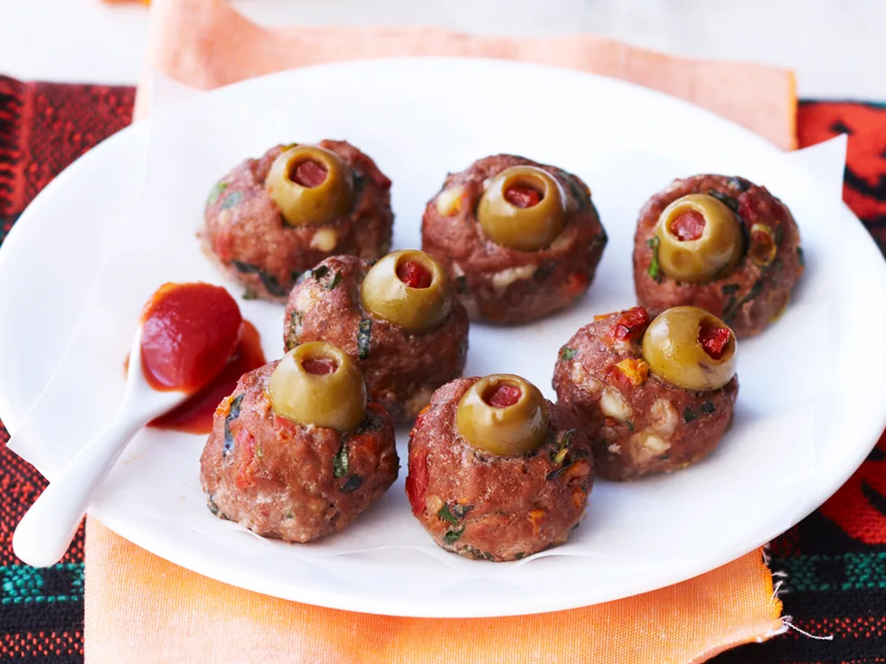 Creepy eyeball meatballs