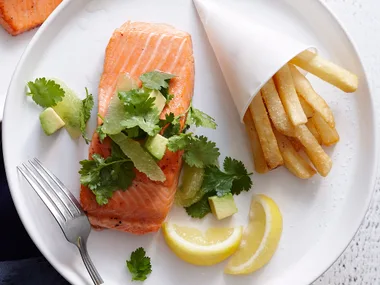 Crisp ocean trout with avocado salsa