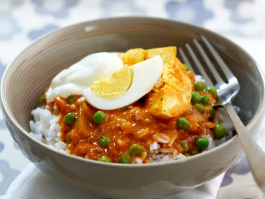 Curried eggs with rice