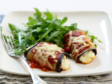Eggplant parmigiana rolls