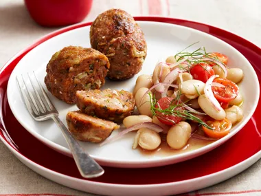 fennel sausages with butterbean salad
