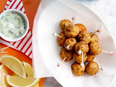 Fish balls with dill mayonnaise