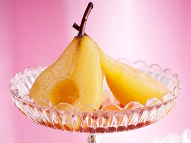 Ginger poached pears with spiced ricotta