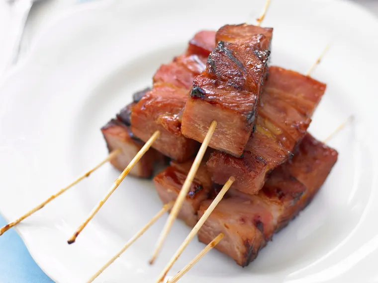 Glazed ham kebabs
