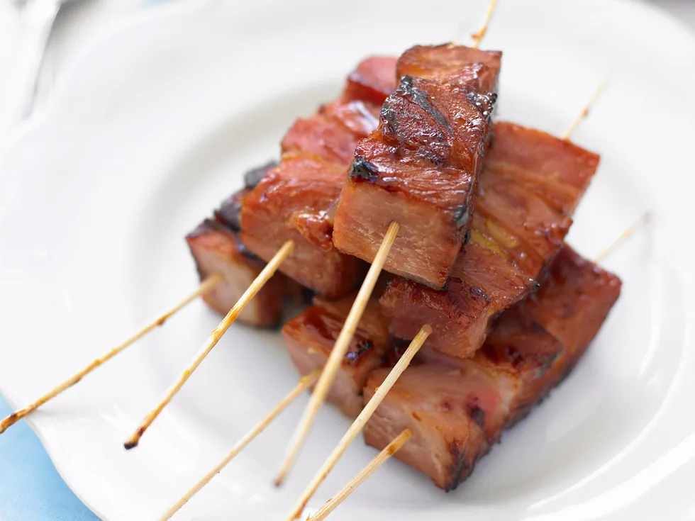 Glazed ham kebabs