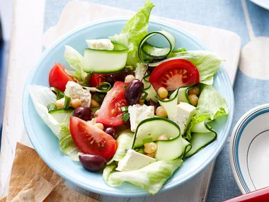 Greek style salad with chickpeas