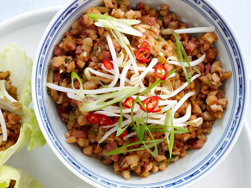 Ham and turkey san choy bow