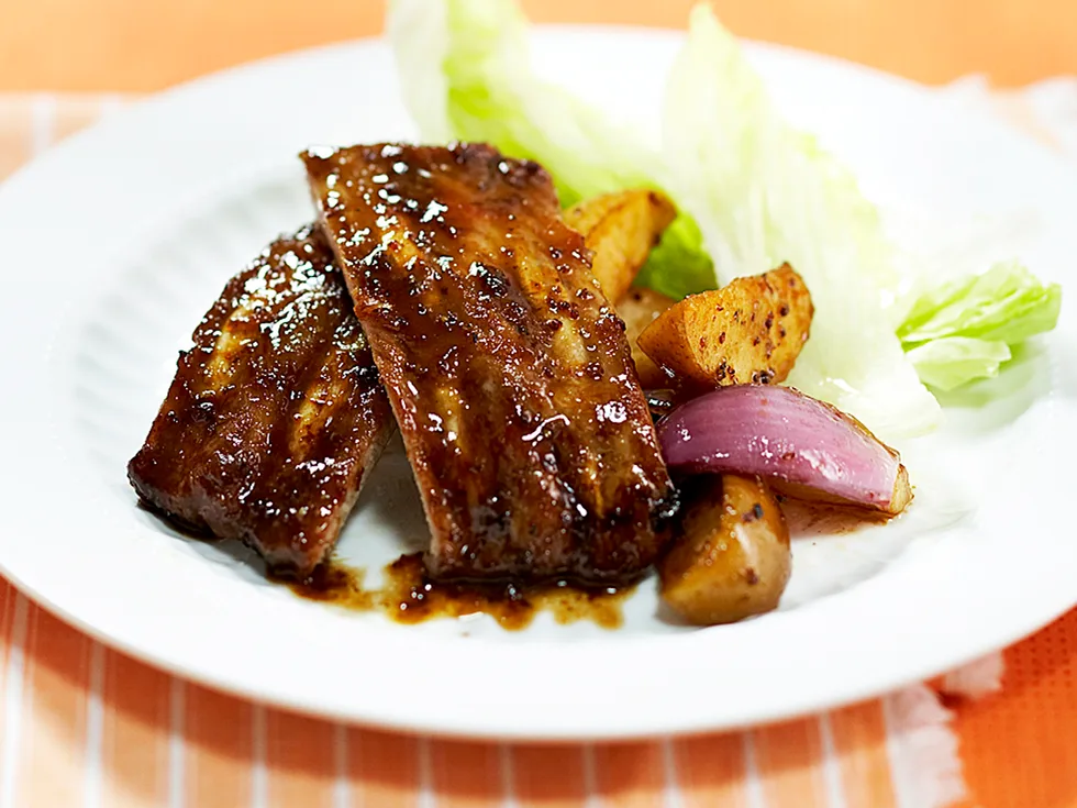 Honey and mustard pork ribs