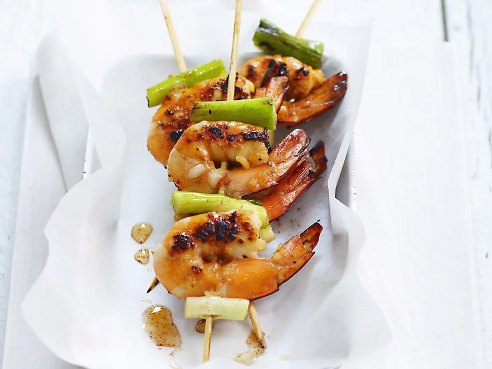 Honey barbecued prawns