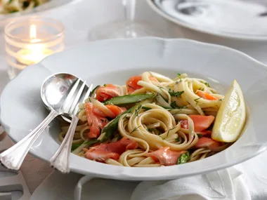 Linguine with trout and herbs