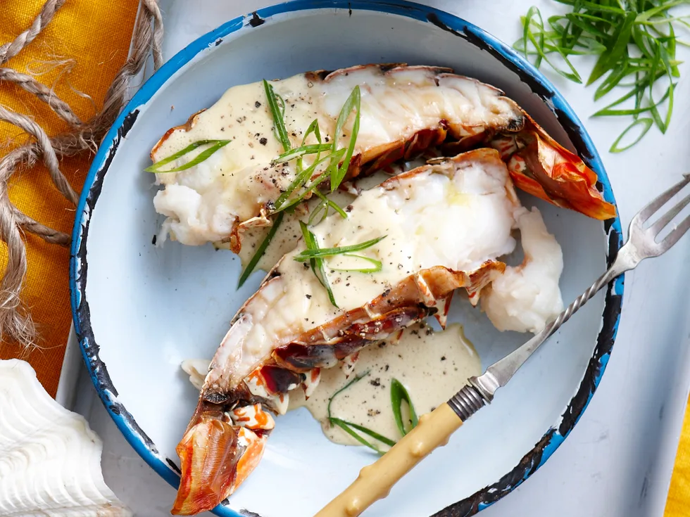 Lobster tails with orange butter sauce