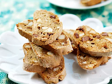 Macadamia and chocolate biscotti