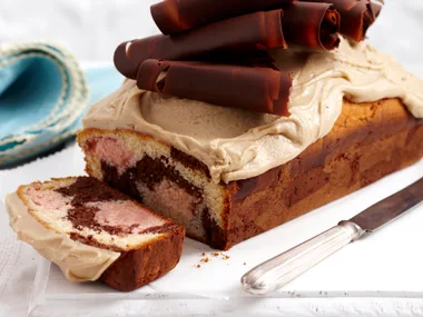 Marble loaf with caramel icing