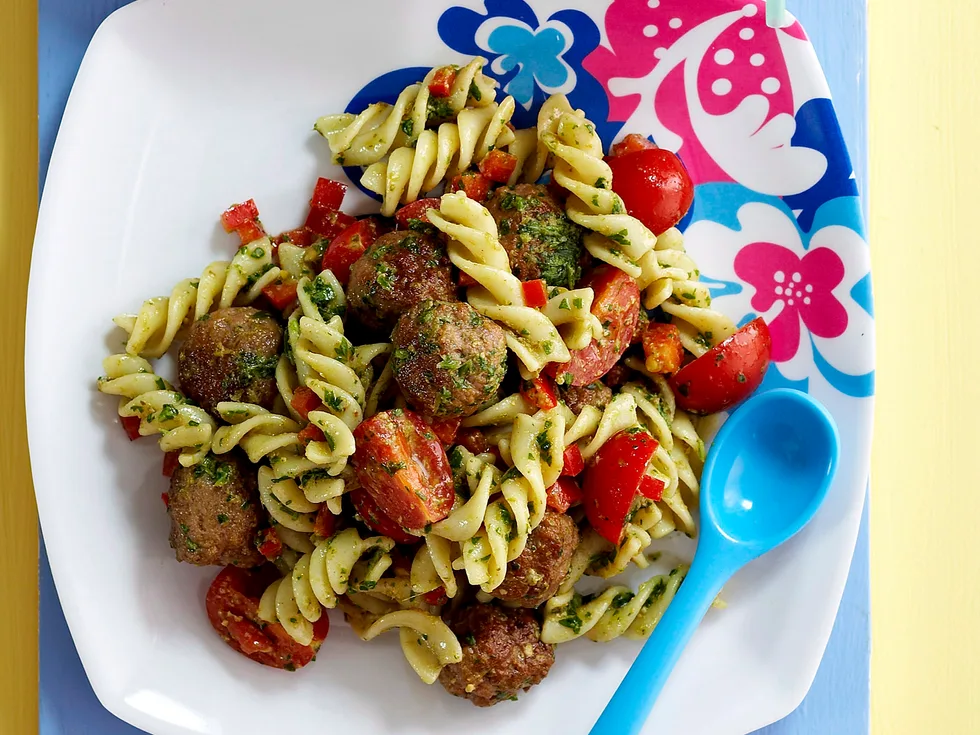 Meatball and pasta salad