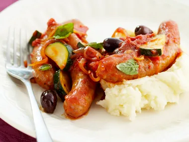 Mediterranean baked sausages