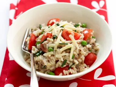 Mince, parmesan and pea risotto