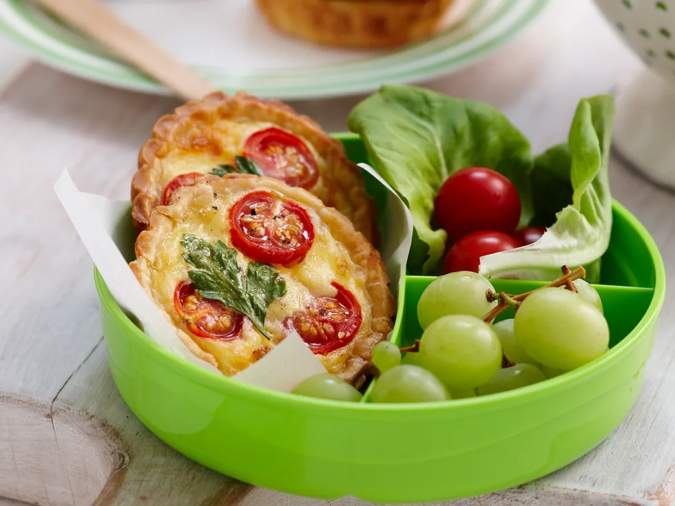 Mini tomato and cheese quiches