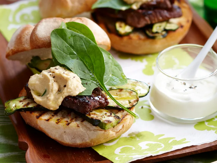 Minted lamb burgers