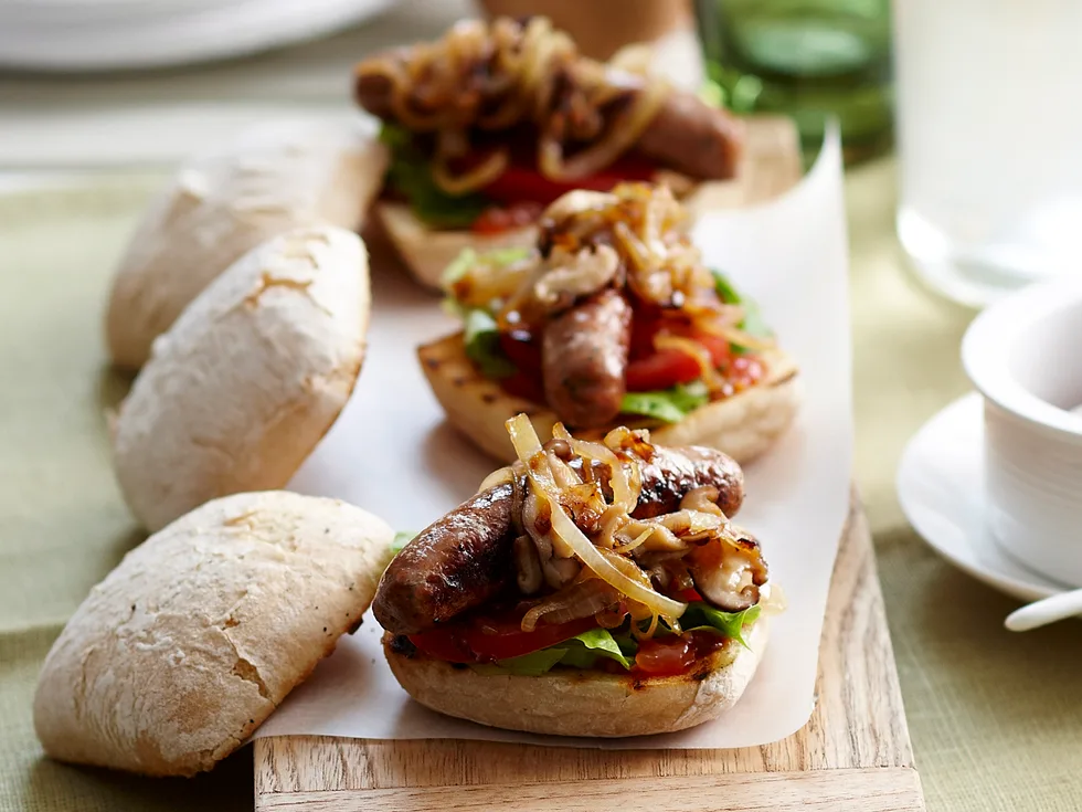 Mushroom and onion sausage buns