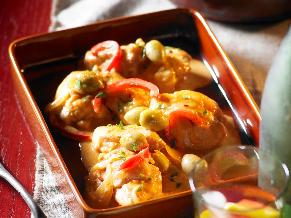 Paprika chicken and saffron rice