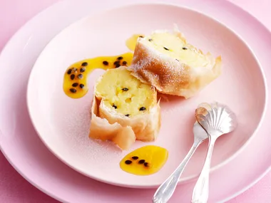 Passionfruit and lemon custard scroll