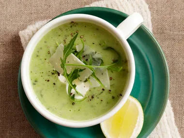 pea, mint and creme fraiche soup