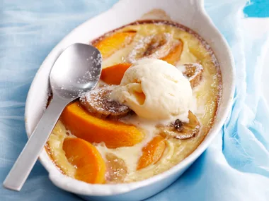 Peach and banana clafoutis