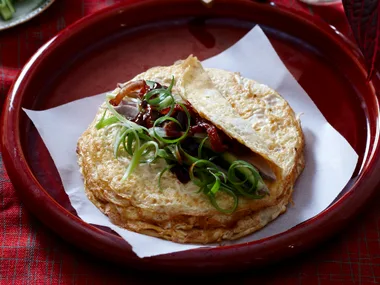 Peking duck omelettes