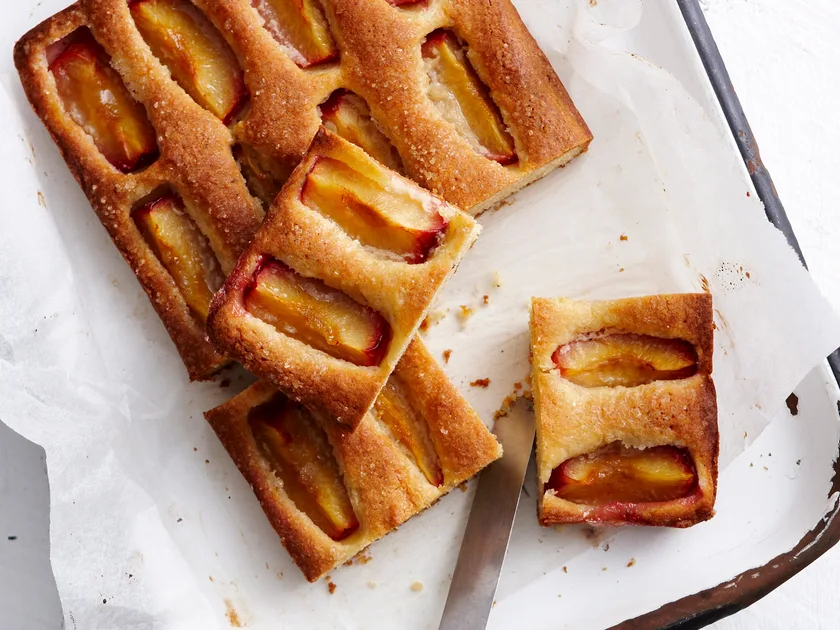 Plum and almond slice